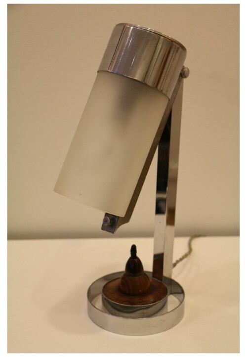 Lampe moderniste en métal chromé par Boris Lacroix, vers 1930