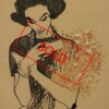 René GRUAU, femme recevant un bouquet