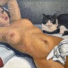 G. J. MATTHEY, "Nu au chat", huile sur toile, France, Art Déco, circa 1935 – Image 2