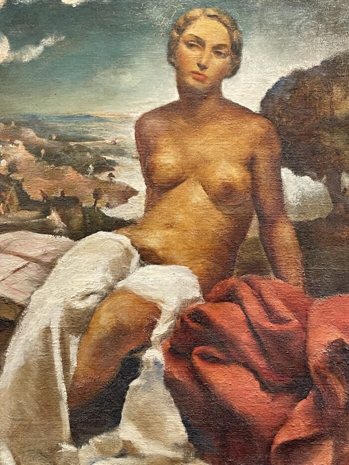 G. CAPONE, "Nu au bord de la mer", Huile sur toile, 1938, Art Déco – Image 2
