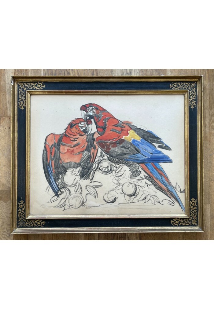 Paul JOUVE (1878 - 1973), « Deux perroquets », années 1930 – Image 2