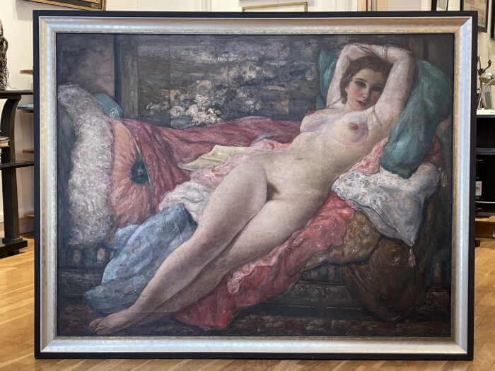 Yasushi TANAKA (1886-1941), "Nina", Huile sur toile, Paris,1928 – Image 2