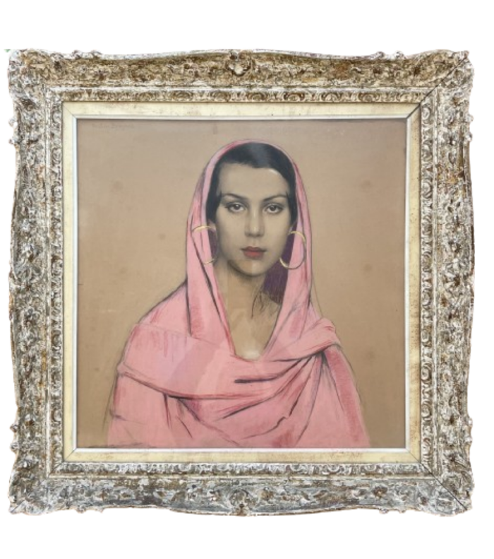 Gustave BRISGAND (1867-1944), portrait d'une femme portant le voile