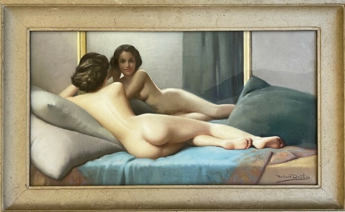 Robert Louis Raymond DUFLOS (1898 – 1929),  "Nu au miroir"