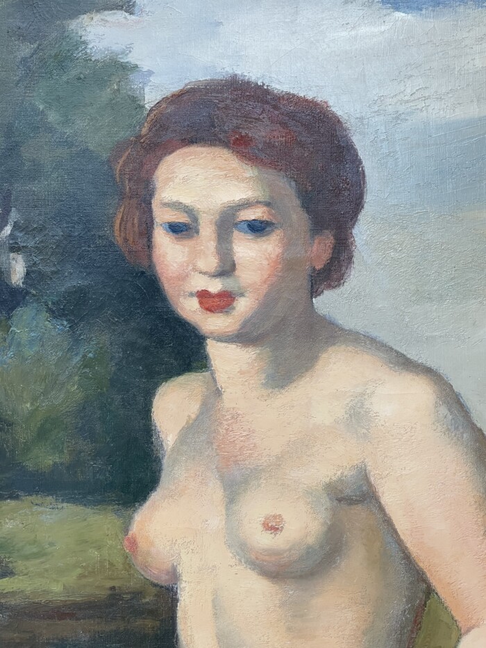 "Femme nue tenant un drapé jaune dans un paysage", Charles Kvapil (1884-1957) – Image 3