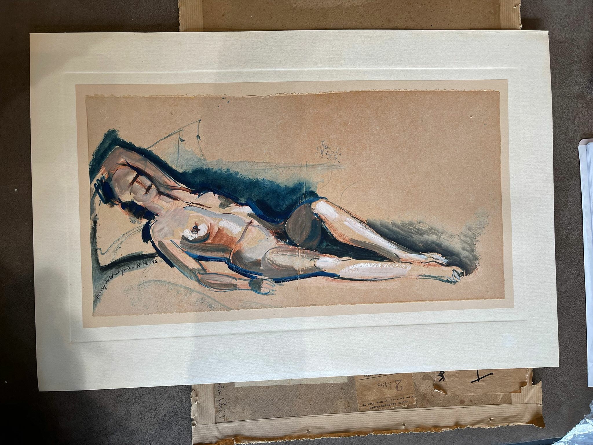 Henry de Waroquier (1881–1970) « Nu allongé » – Image 3