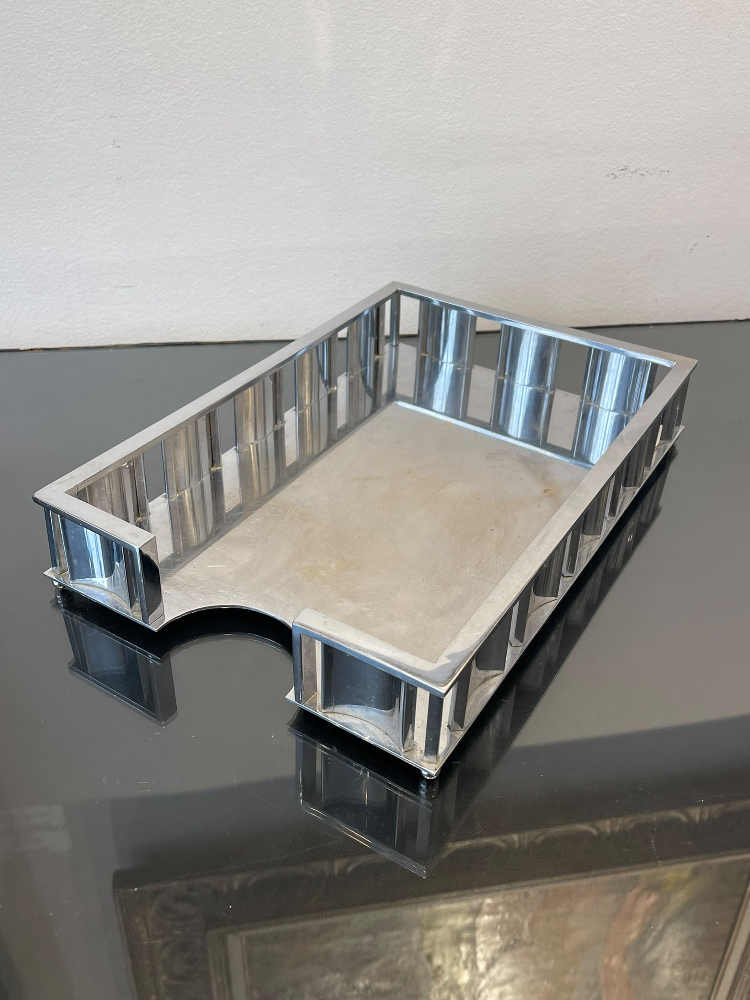 Ensemble de bureau moderniste en métal chromé, Jacques Adnet ( 3 pièces) – Image 16